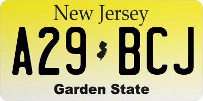 NJ license plate A29BCJ