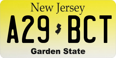 NJ license plate A29BCT