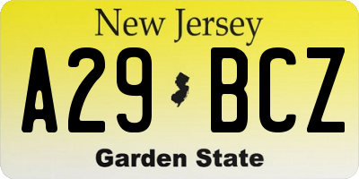 NJ license plate A29BCZ