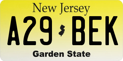 NJ license plate A29BEK