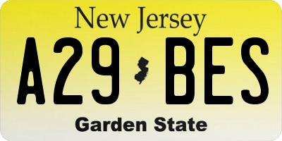 NJ license plate A29BES