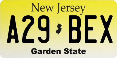 NJ license plate A29BEX