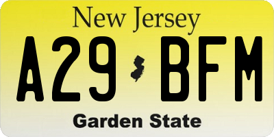 NJ license plate A29BFM