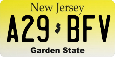 NJ license plate A29BFV