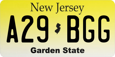NJ license plate A29BGG