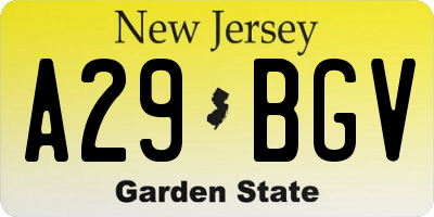 NJ license plate A29BGV