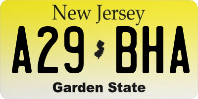 NJ license plate A29BHA
