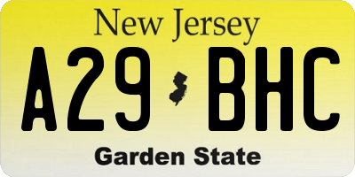 NJ license plate A29BHC