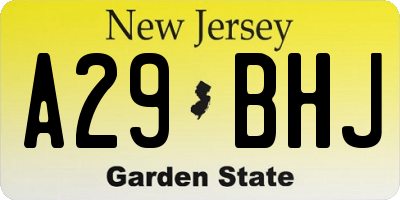 NJ license plate A29BHJ