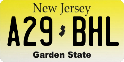 NJ license plate A29BHL