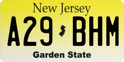 NJ license plate A29BHM