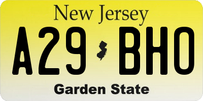 NJ license plate A29BHO