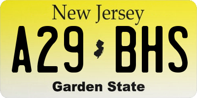 NJ license plate A29BHS