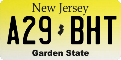 NJ license plate A29BHT