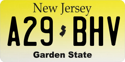 NJ license plate A29BHV