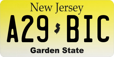 NJ license plate A29BIC