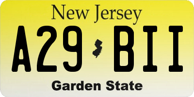NJ license plate A29BII