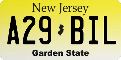 NJ license plate A29BIL