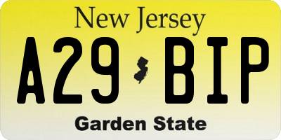 NJ license plate A29BIP