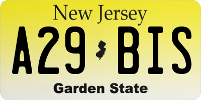 NJ license plate A29BIS
