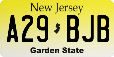 NJ license plate A29BJB