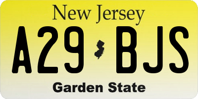 NJ license plate A29BJS
