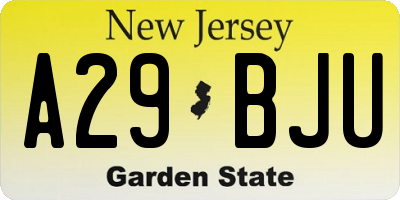 NJ license plate A29BJU