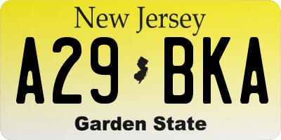 NJ license plate A29BKA