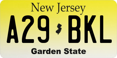 NJ license plate A29BKL