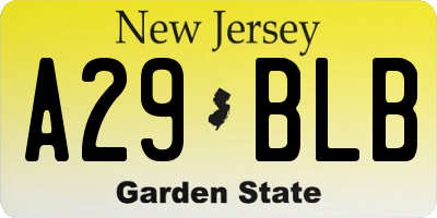 NJ license plate A29BLB