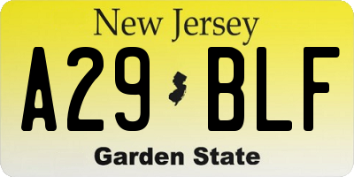NJ license plate A29BLF
