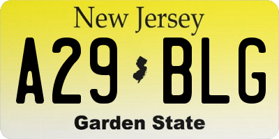 NJ license plate A29BLG