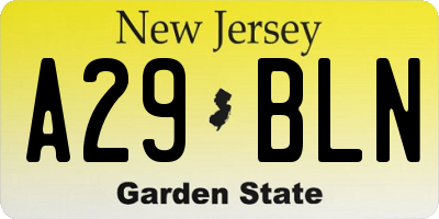 NJ license plate A29BLN