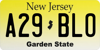 NJ license plate A29BLO