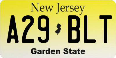 NJ license plate A29BLT