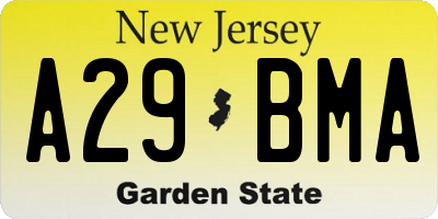 NJ license plate A29BMA