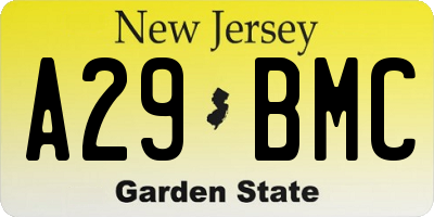 NJ license plate A29BMC