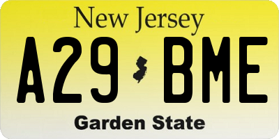NJ license plate A29BME