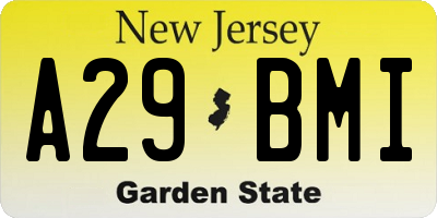 NJ license plate A29BMI