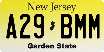 NJ license plate A29BMM