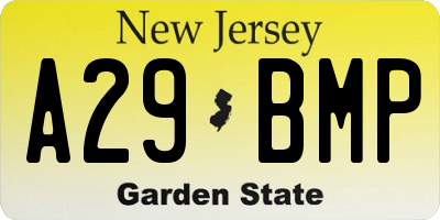 NJ license plate A29BMP