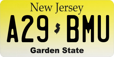NJ license plate A29BMU