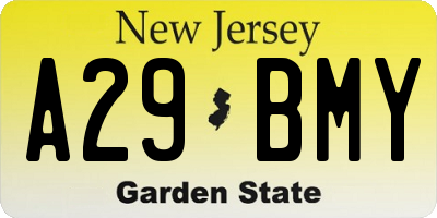 NJ license plate A29BMY