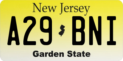 NJ license plate A29BNI