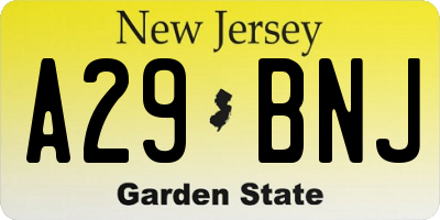 NJ license plate A29BNJ