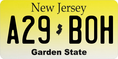 NJ license plate A29BOH
