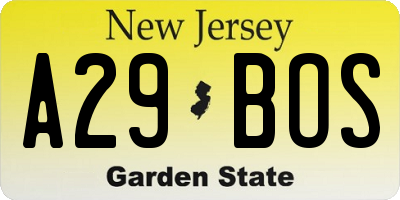 NJ license plate A29BOS