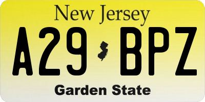 NJ license plate A29BPZ