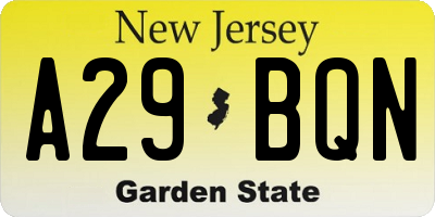 NJ license plate A29BQN