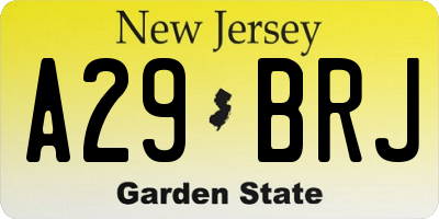 NJ license plate A29BRJ